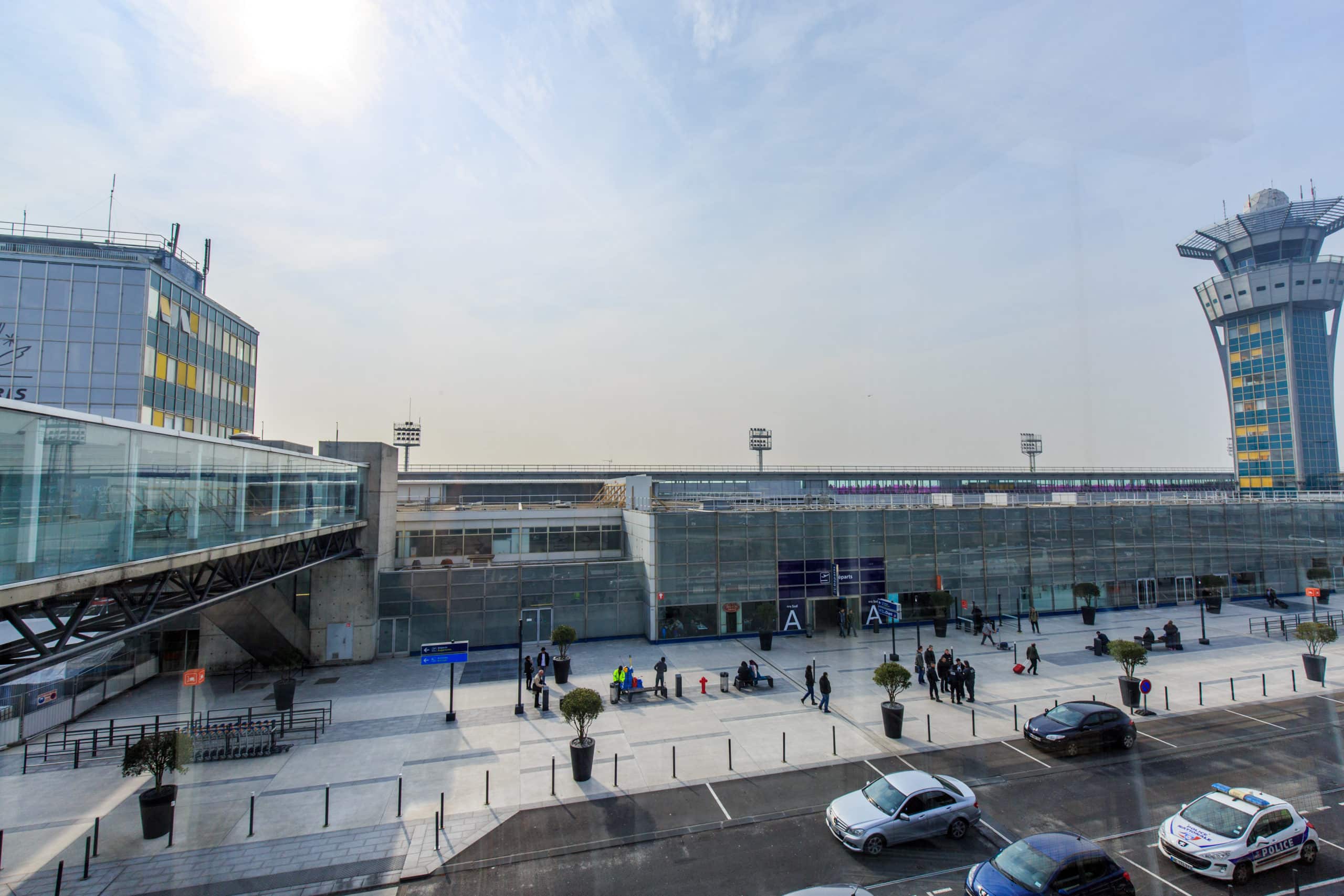 Entrance to the airport of Orly on Mars 18, 2015 in Paris, France. Paris Orly Airport is an international airport located partially in Orly, south of Paris